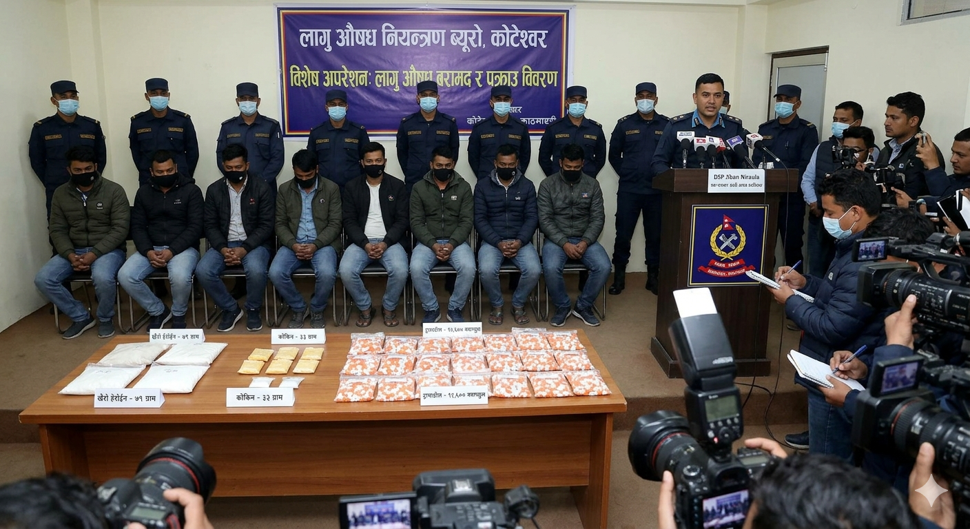 खैरो हेरोईन, कोकिन र ट्रामाडोलसहित ११ जना पक्राउ